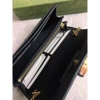 Gucci Women Gucci Diana Chain Wallet with Bamboo Double G Black Leather