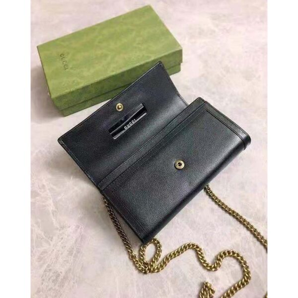 Gucci Women Gucci Diana Chain Wallet with Bamboo Double G Black Leather (9)