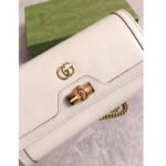 Gucci Women Gucci Diana Chain Wallet with Bamboo Double G White Leather - Image 5