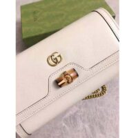 Gucci Women Gucci Diana Chain Wallet with Bamboo Double G White Leather