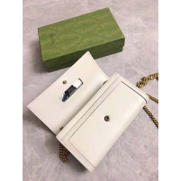 Gucci Women Gucci Diana Chain Wallet with Bamboo Double G White Leather (6)