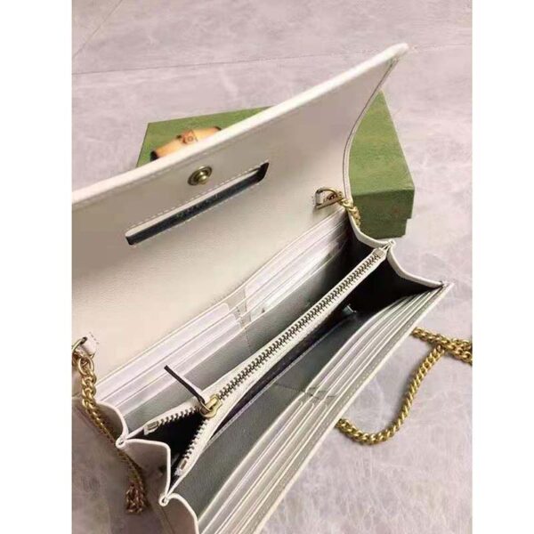 Gucci Women Gucci Diana Chain Wallet with Bamboo Double G White Leather (9)