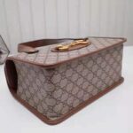 Gucci Women Gucci Horsebit 1955 Mini Top Handle Bag Beige and Ebony GG Supreme Canvas – Image 6