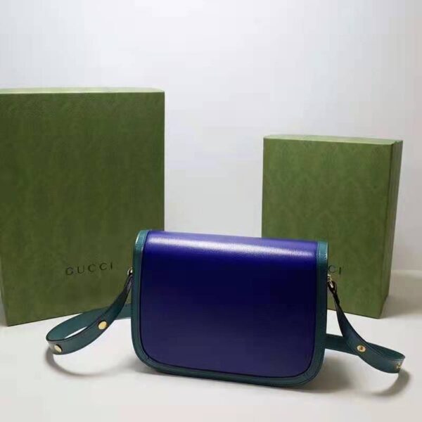 Gucci Women Gucci Horsebit 1955 Small Shoulder Bag Blue Leather (11)