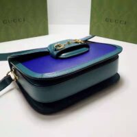 Gucci Women Gucci Horsebit 1955 Small Shoulder Bag Blue Leather