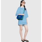 Gucci Women Gucci Horsebit 1955 Small Shoulder Bag Blue Leather - Image 14