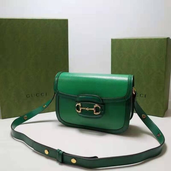 Gucci Women Gucci Horsebit 1955 Small Shoulder Bag Bright Green Leather (1)