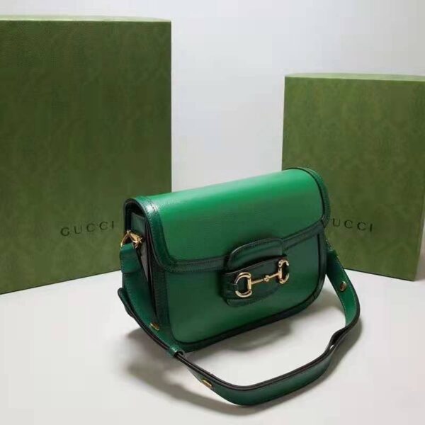 Gucci Women Gucci Horsebit 1955 Small Shoulder Bag Bright Green Leather (10)