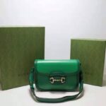 Gucci Women Gucci Horsebit 1955 Small Shoulder Bag Bright Green Leather – Bild 2