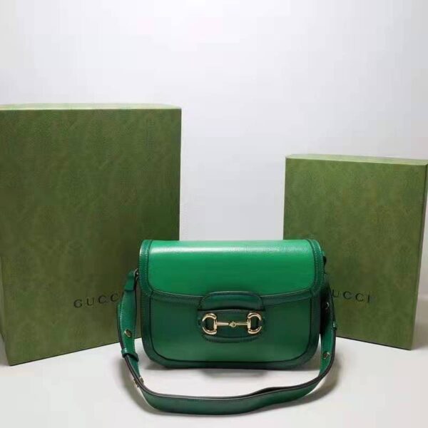 Gucci Women Gucci Horsebit 1955 Small Shoulder Bag Bright Green Leather (9)