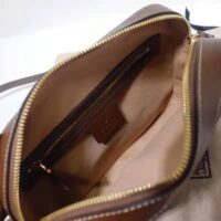 Gucci Women Gucci Horsebit 1955 Small Shoulder Bag Brown Textured Leather