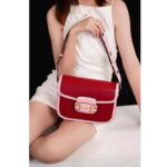 Gucci Women Gucci Horsebit 1955 Small Shoulder Bag Dark Red Leather - Imagen 12