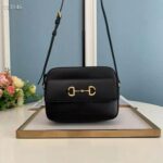 Gucci Women Gucci Horsebit 1955 Small Shoulder Bag Black Textured Leather – Image 2