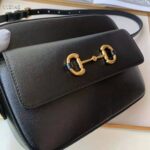 Gucci Women Gucci Horsebit 1955 Small Shoulder Bag Black Textured Leather – Image 4