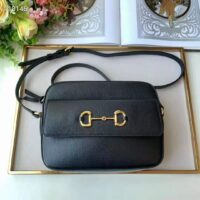 Gucci Women Gucci Horsebit 1955 Small Shoulder Bag Black Textured Leather