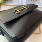 Gucci Women Gucci Horsebit 1955 Small Shoulder Bag Black Textured Leather – Image 7