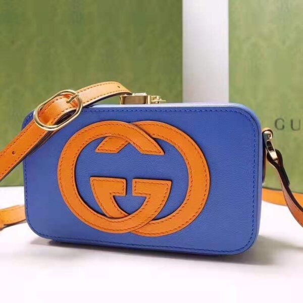 Gucci Women Interlocking G Mini Bag Blue and Orange Leather Interlocking G (1)