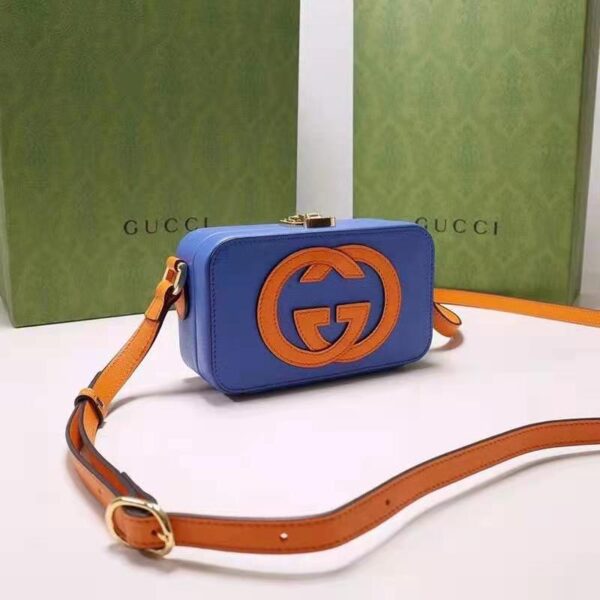 Gucci Women Interlocking G Mini Bag Blue and Orange Leather Interlocking G (8)