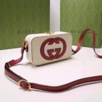Gucci Women Interlocking G Mini Bag White and Red Leather Interlocking G