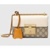 Gucci Women Padlock Small Shoulder Bag White Beige and Ebony GG Supreme Canvas