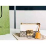 Gucci Women Padlock Small Shoulder Bag White Beige and Ebony GG Supreme Canvas - Image 3