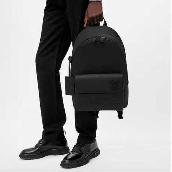 Louis Vuitton LV Unisex Aerogram Backpack Black Grained Calf Cowhide Leather (11)