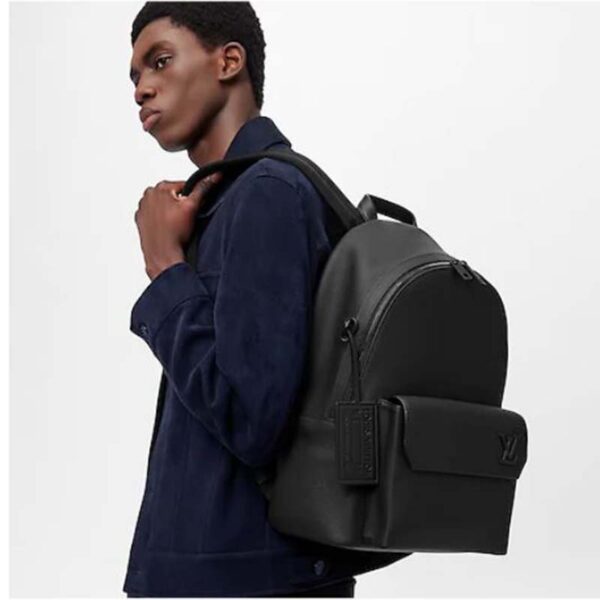 Louis Vuitton LV Unisex Aerogram Backpack Black Grained Calf Cowhide Leather (12)