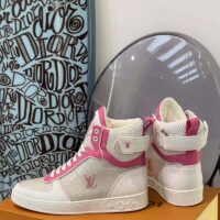 Louis Vuitton LV Unisex Boombox Sneaker Boot Fuchsia Mix of Materials Rubber Outsole