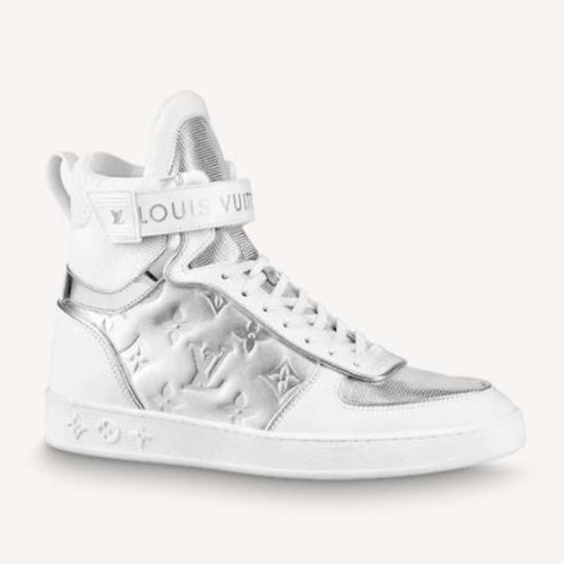 Louis Vuitton LV Unisex Boombox Sneaker Boot Silver Mix of Materials  Adjustable Velcro Strap - LULUX