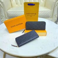 Louis Vuitton LV Unisex Clémence Wallet Black Monogram Empreinte Embossed Supple Grained Cowhide