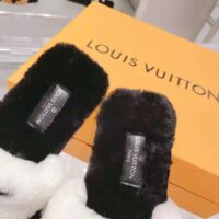 Louis Vuitton LV Unisex Fay Flat Mule Mink Leather Outsole LV Initials Monogram Flowers