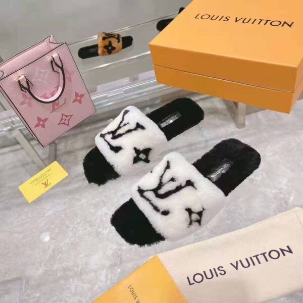 Louis Vuitton LV Unisex Fay Flat Mule Mink Leather Outsole LV Initials Monogram Flowers (3)