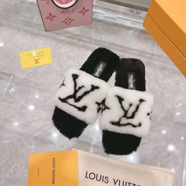 Louis Vuitton LV Unisex Fay Flat Mule Mink Leather Outsole LV Initials Monogram Flowers (4)
