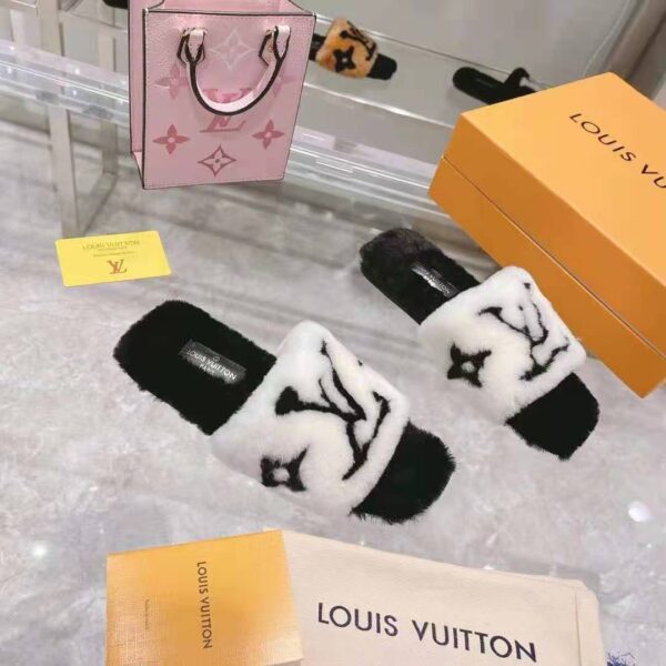 Louis Vuitton LV Unisex Fay Flat Mule Mink Leather Outsole LV Initials Monogram Flowers (5)