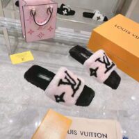 Louis Vuitton LV Unisex Fay Flat Mule Rose Clair Pink Mink Leather Outsole LV Initials Monogram Flowers