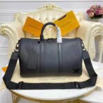 Louis Vuitton LV Unisex Keepall Bandouliere 40 Black Cowhide Leather – Image 2