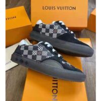 Louis Vuitton LV Unisex LV Ollie Sneaker Black Damier Canvas and Suede Calf Leather