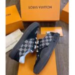 Louis Vuitton LV Unisex LV Ollie Sneaker Black Damier Canvas and Suede Calf Leather - Image 6