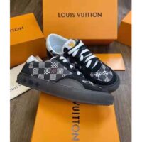 Louis Vuitton LV Unisex LV Ollie Sneaker Black Damier Canvas and Suede Calf Leather