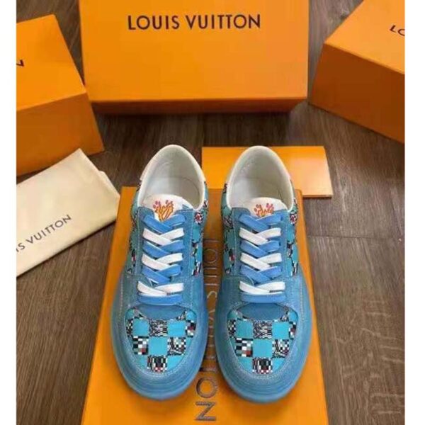 Louis Vuitton LV Unisex LV Ollie Sneaker Blue Textile and Suede Calf Leather (3)