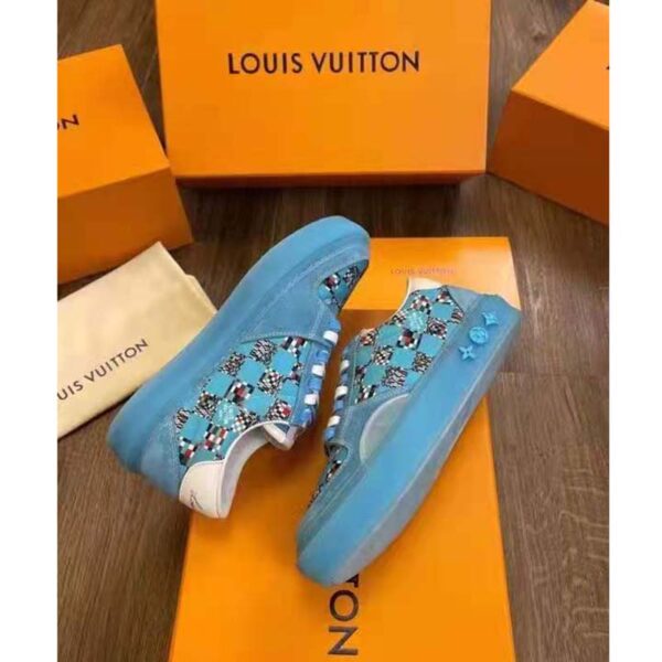Louis Vuitton LV Unisex LV Ollie Sneaker Blue Textile and Suede Calf Leather (5)