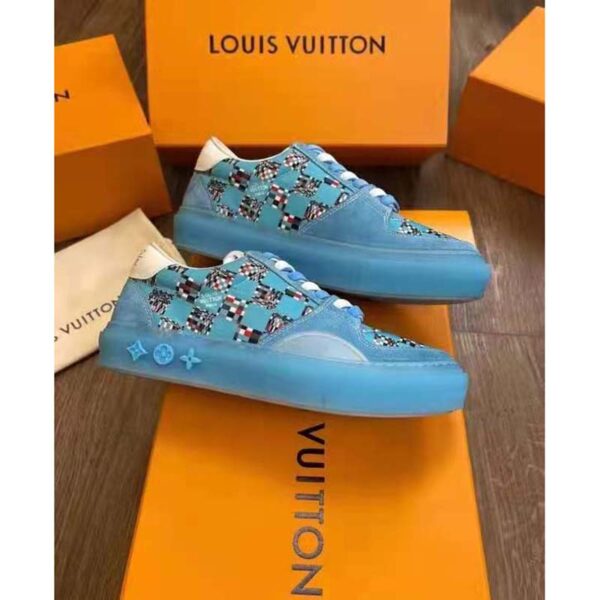 Louis Vuitton LV Unisex LV Ollie Sneaker Blue Textile and Suede Calf Leather (7)