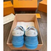 Louis Vuitton LV Unisex LV Ollie Sneaker Blue Textile and Suede Calf Leather