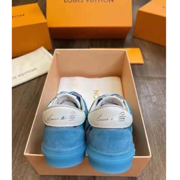 Louis Vuitton LV Unisex LV Ollie Sneaker Blue Textile and Suede Calf Leather (9)