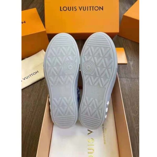 Louis Vuitton LV Unisex LV Ollie Sneaker Blue Watercolor Monogram Canvas Suede Calf Leather (1)