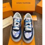 Louis Vuitton LV Unisex LV Ollie Sneaker Blue Watercolor Monogram Canvas Suede Calf Leather - Image 4