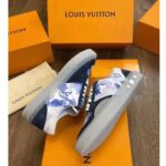 Louis Vuitton LV Unisex LV Ollie Sneaker Blue Watercolor Monogram Canvas Suede Calf Leather - Image 5