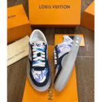 Louis Vuitton LV Unisex LV Ollie Sneaker Blue Watercolor Monogram Canvas Suede Calf Leather - Image 6