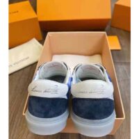 Louis Vuitton LV Unisex LV Ollie Sneaker Blue Watercolor Monogram Canvas Suede Calf Leather