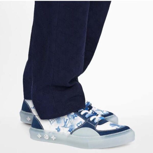 Louis Vuitton LV Unisex LV Ollie Sneaker Blue Watercolor Monogram Canvas Suede Calf Leather1
